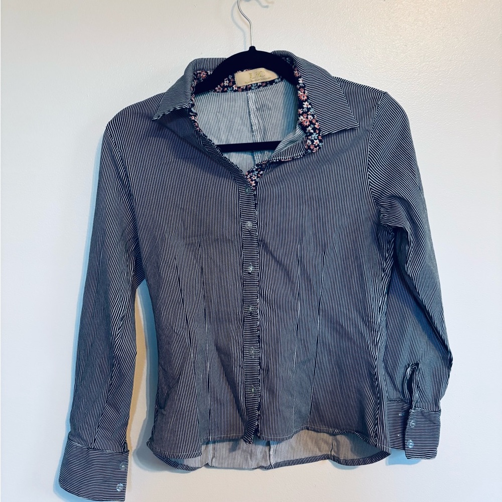 LC collared button up striped top size large